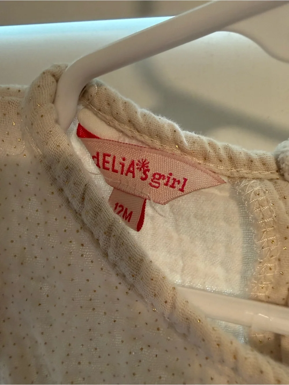 Delia’s Girl Cream Gold Sparkle Dress Baby
